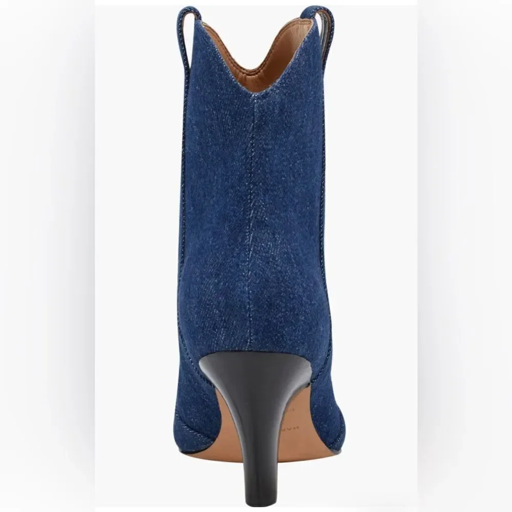Marc Fisher Carissa Denim Western Bootie Boots Shoes Size 7.5